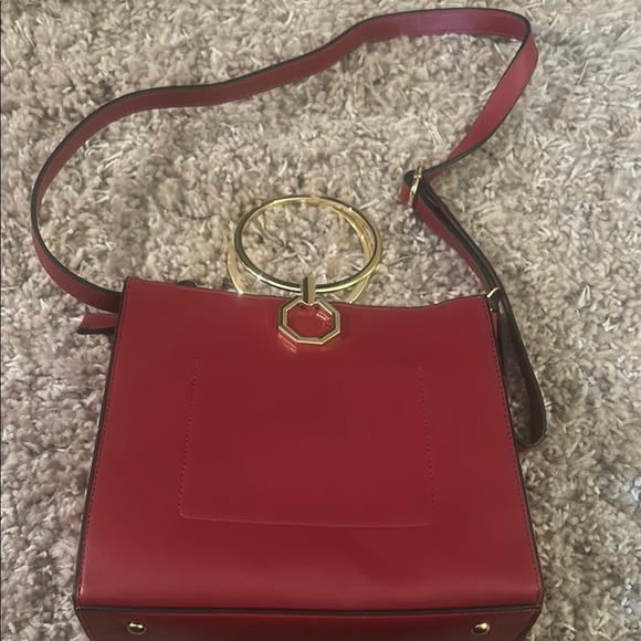 Neiman Marcus Red Crossbody Bag with Gold Accents